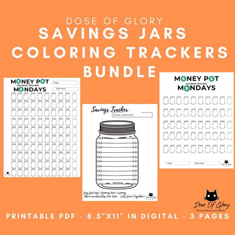 Printable Savings Jar Trackers Etsy Hong Kong