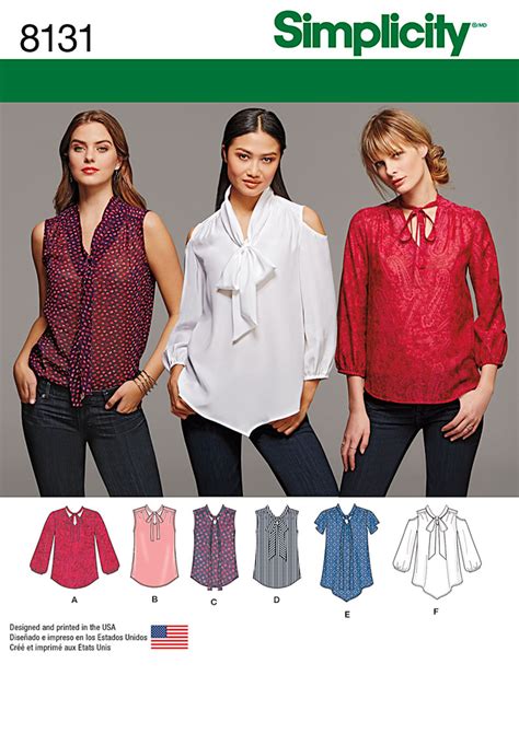 Simplicity Simplicity Pattern 8131 Misses Bow Blouses With Sleeve