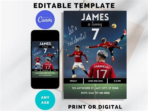 Garnacho Birthday Invitation Manchester United Digital And Printable