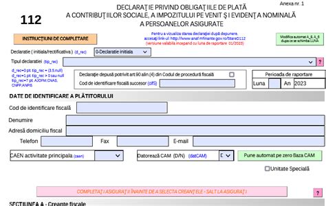 Declarația 112 2022 ANAF a actualizat azi PDF ul inteligent