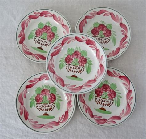 Assiettes Anciennes Panier Fleuri Choisy Le Roi Fa Ence Blanc