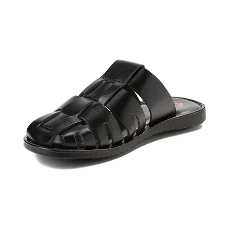 GBX Shae Men's Leather Fisherman Slide Sandals Closed Toe Mule Slides ...