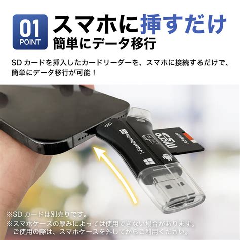 【楽天市場】【 送料無料】 マルチカードリーダー Sdカードリーダー Usb Type C Iphone Android スマホ データ転送 データバックアップ 4in1 スマホ Sd カード