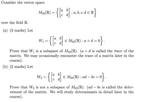 Solved Consider The Vector Space A B C D Er Over The Chegg