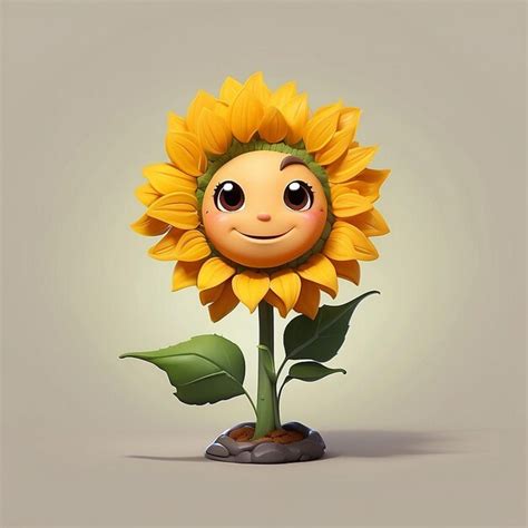 Premium Photo 3d Cute Sunflower Character