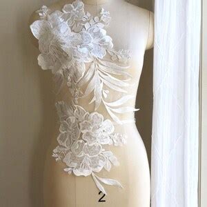 2214 Oversize Lace Applique Light Ivory Bodice Lace Applique Bridal