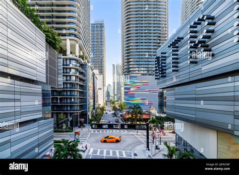 Brickell City Center Lamborghini Passing Modern Shopping Mall And