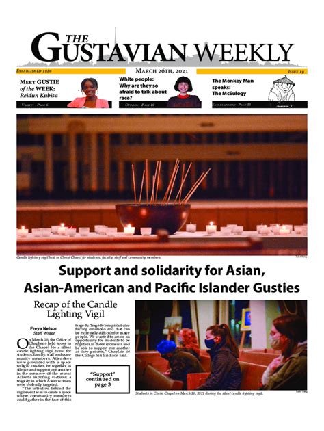 Fillable Online Issue The Gustavian Weekly Gustavus Adolphus