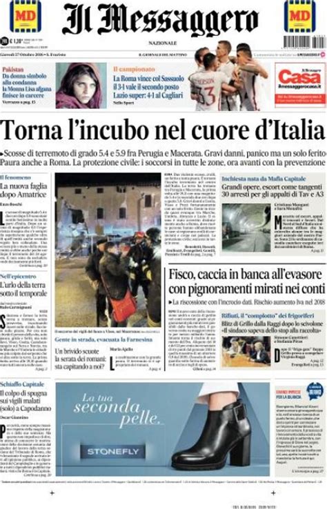 Gioved Ottobre Le Prime Pagine Dei Giornali Italiani