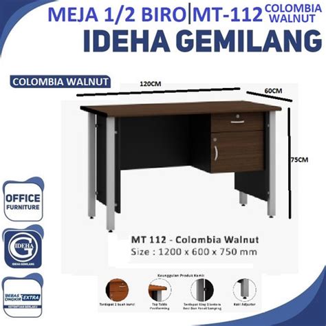 Jual Meja Kerja Kantor Kaki Besi Popular Meja Guru Setengah Biro MT 112