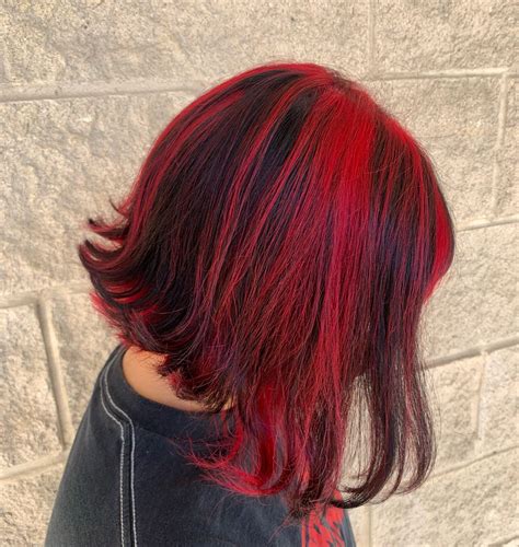 Chunky Red Highlights Hair Streaks Short Red Hair Hair Highlights