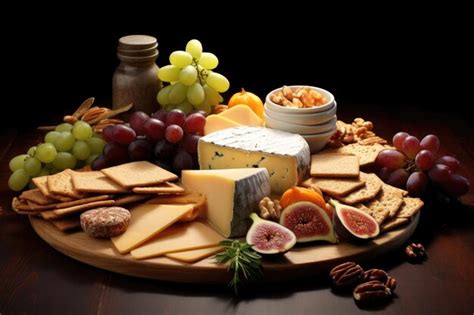 Premium AI Image | Gourmet cheese platter with figs and crackers