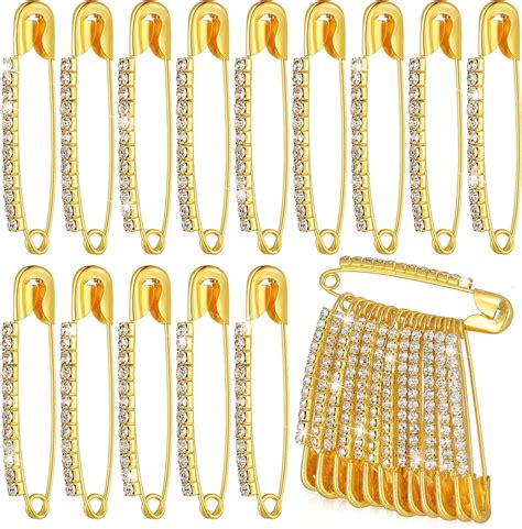 Amazon Mtlee Pieces Gold Rhinestone Safety Pins Brooches