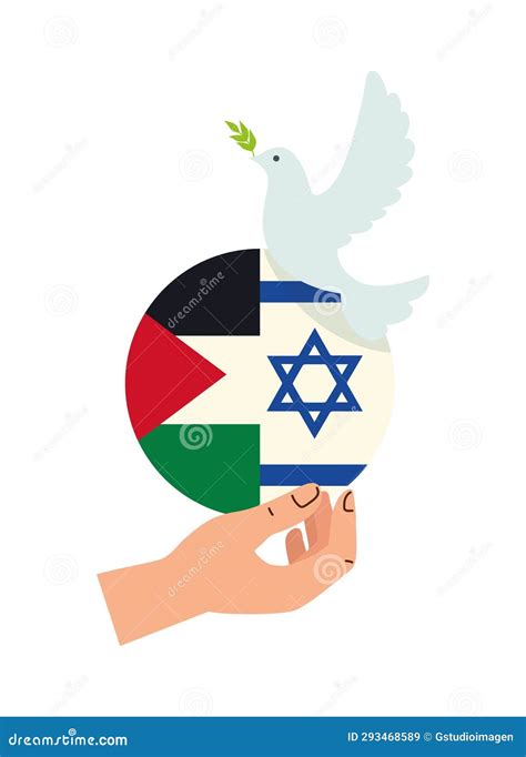 Palestina E Israel Pomba E M O Ilustra O Do Vetor Ilustra O De