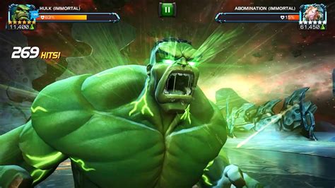 Marvel Contest Of Champions Hulk Immortal Vs Abomination Immortal Youtube