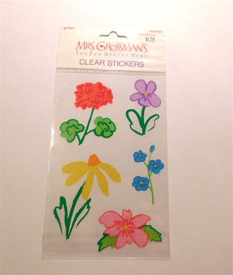 Mrs Grossmans 1 Sheet Package Sheer Color Transparent Flowers 2006