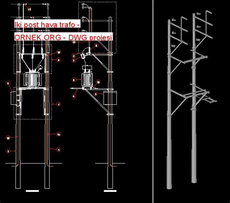 Proje Sitesi Pole Trafo Kva Monte Autocad Projesi