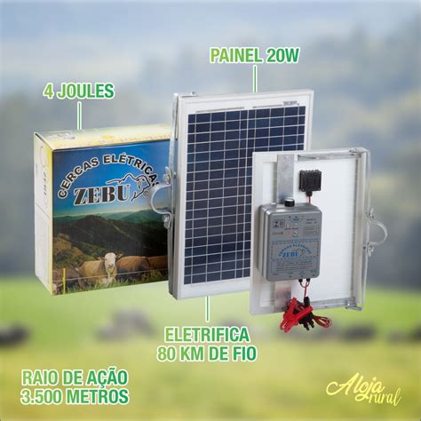 Eletrificador De Cerca Eletrica Rural Solar 80km Sem Bateria 3 2 Joules