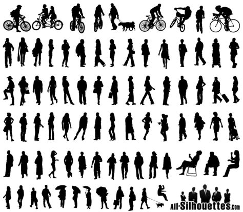 Free Vector Silhouettes of People Standing, Sitting, Walking | Silhouettes humaines ...