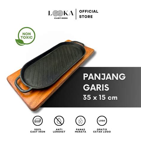 Jual Looka Cast Iron Hot Plate Steak Piring Steak Panjang Besar Garis