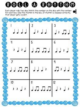 Roll A Rhythm Music Rhythm Reading Dice Game By Teach From The Stage