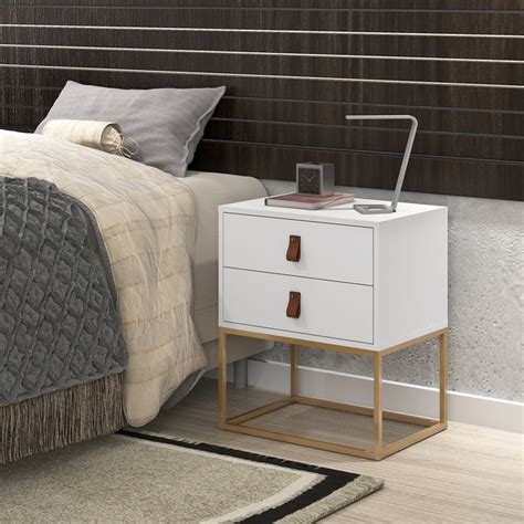 Mesa De Cabeceira Para Quarto Casal Estilo Industrial Unic 45 Branco