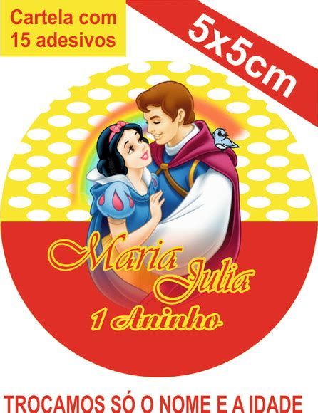 Adesivos Redondos Personalizados X Cm Branca De Neve Elo