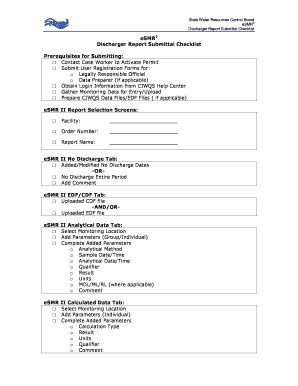 Fillable Online Waterboards Ca ESMR Level II Disc Report Checklist Doc