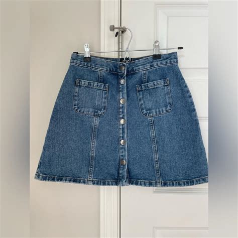 Urban Outfitters Bdg Snap Up Denim Miniskirt Size Depop