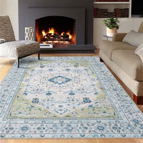 Glowsol X Large Area Rug Vintage Distressed Print Rug Carpet