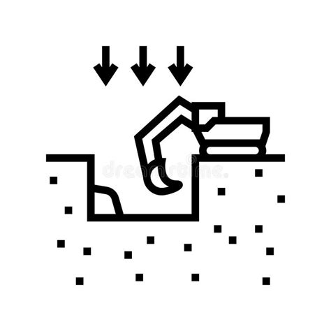 Excavation Pit For Building Line Icon Vector Illustration Stock
