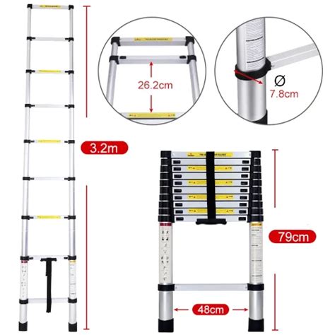 Escalera Telesc Pica De Aluminio Multiusos De Y Metros Cholloprix