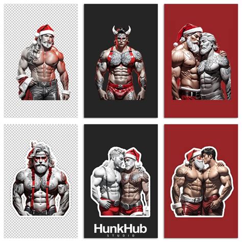 Hunkhub Sexy Hunk Santa Claus Fashion Christmas Vibes Vol PNG Clipart For LGBTQ Gay Planner
