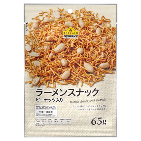 ラーメンスナックピーナッツ入り イオンのプライベートブランド Topvaluトップバリュ イオンのプライベートブランド