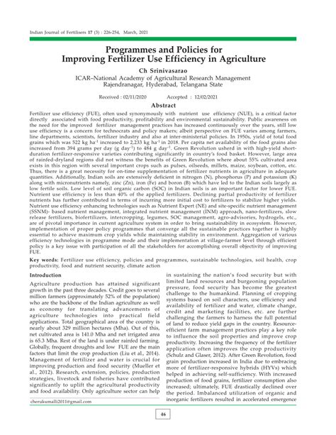 PDF Programmes And Policies For Improving Fertilizer Use Efficiency