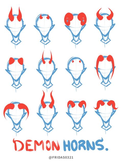 An Image Of Demon Horns Drawn In Blue And Red Ink On A White Paper With