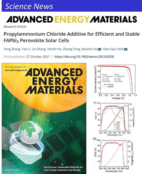 科学新知：2021 Adv Energy Mater If 29368 超越 22 Pce 无ma无br钙钛矿太阳能电池