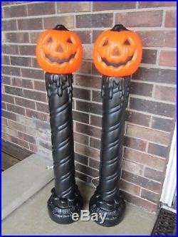 Vtg Halloween Blow Mold Jack O Lantern Pumpkin Head Candle Lamp Post