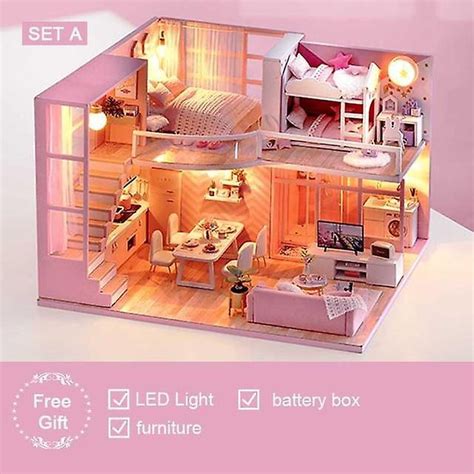 CuteBee diy Dollhouse Kit Casa De Madeira Casa Miniatura Casa Móveis