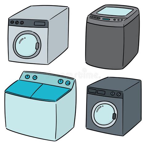 Vector Set Of Washing Machine Stock Vector Illustration Of Detergent