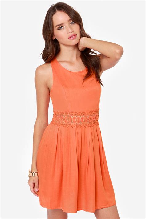 Cute Orange Dress - Lace Dress - Skater Dress - $43.00 - Lulus