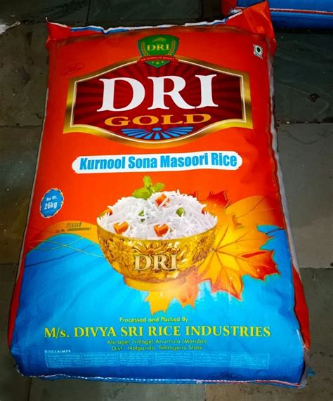 Dri Gold Kurnool Sona Masoori Rice Packaging Type Hdpe Bag At Rs