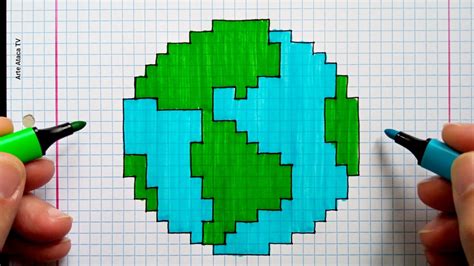 Como Desenhar O Planeta Terra Em Papel Quadriculado Pixel Art YouTube