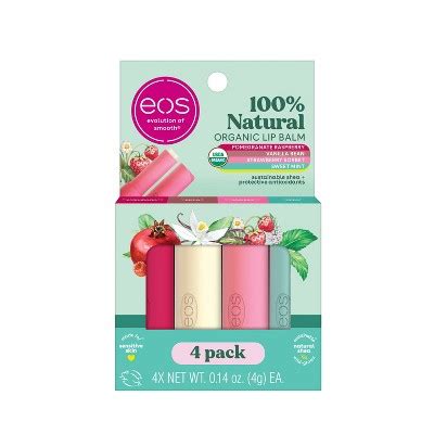 Eos Natural Organic Lip Balm Stick Vanilla Sweet Mint Pomegranate