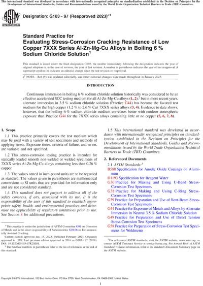 Astm G103 972023e1 Standard Practice For Evaluating Stress