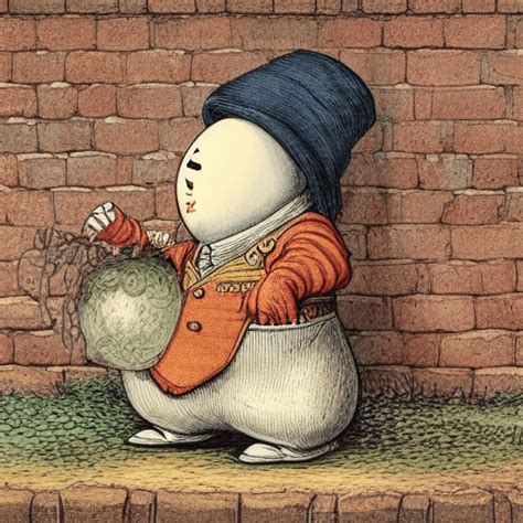 Alice In Wonderland Humpty Dumpty On Brick Wall · Creative Fabrica