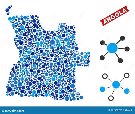 Mosaico Dei Collegamenti Della Mappa Dell Angola Illustrazione