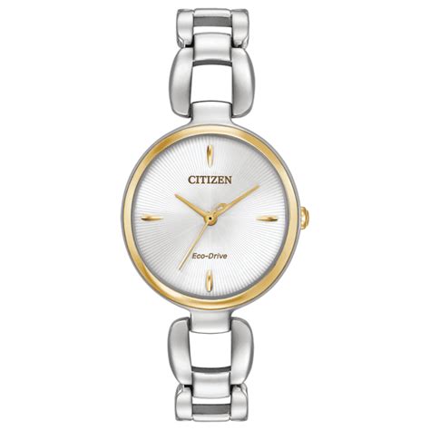 Citizen Ladies Stainless Steel Bracelet Watch With Gold On Silver Dial Contemporary Style