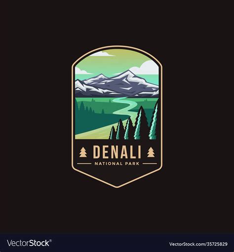 Emblem Patch Logo Denali National Park Royalty Free Vector