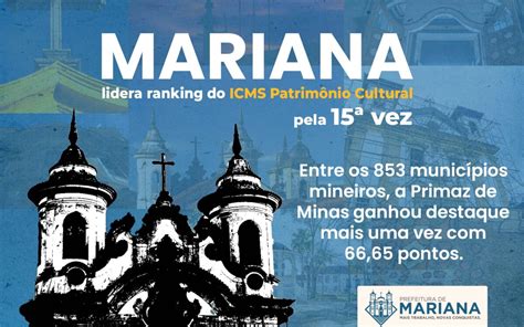 Mariana lidera ranking do ICMS Patrimônio Cultural pela 15ª vez